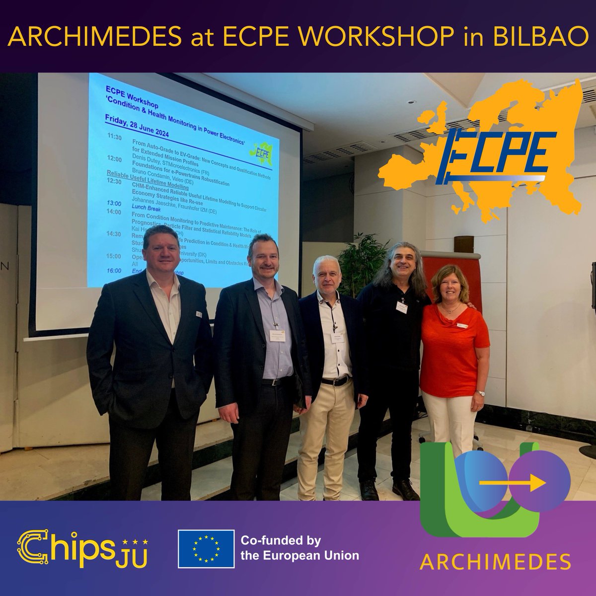 ARCHIMEDES_KDT's tweet photo. 🟣 Great developments in eMobility at the recent #ECPE ‘Condition & Health Monitoring in Power Electronics’ workshop in Bilbao!
Bruno Condamin from Valeo and Denis Dutey from STMicroelectronics presented impactful insights on the ARCHIMEDES project.
#eMobility @Chips_JU https://t.co/7ZiSmYCUtD