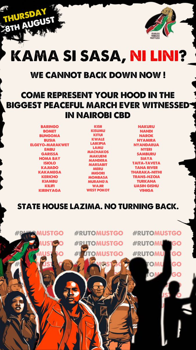 We MUST fix our Nation, or die trying. Be counted ✊🏾. 
#NaneNane
#NaneNaneMarch
#RutoMustGo