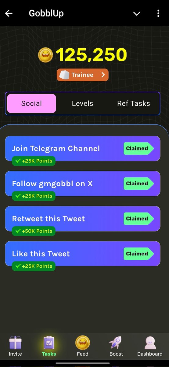 The easiest points you can earn. 
Just click on the link below 👇 and get started with!! 

t.me/GobblUpBot/gam…