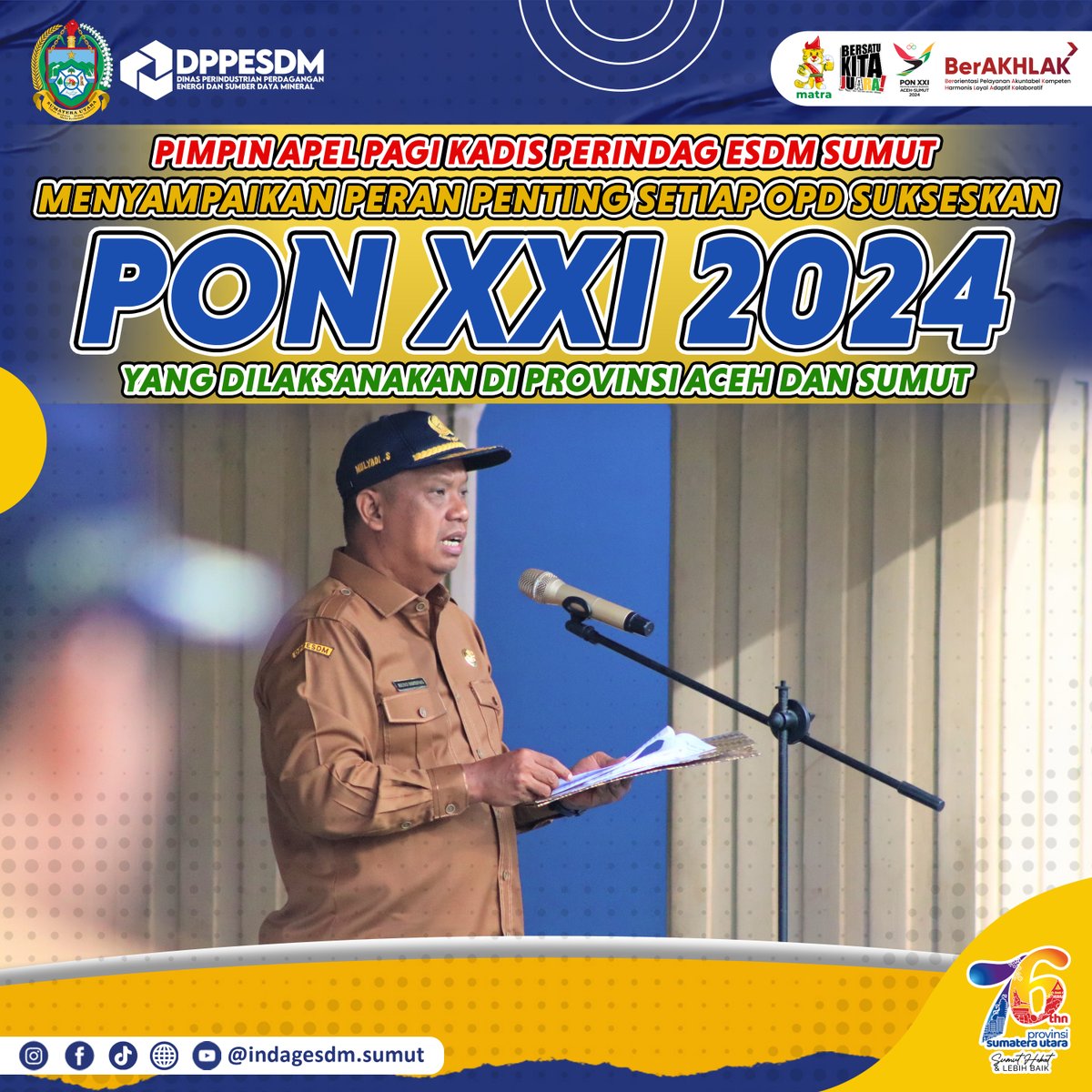 DisperindagSU's tweet photo. Apel Pagi dilingkungan Dinas Perindag ESDM Sumut dipimpin langsung oleh Kepala Dinas Bapak Mulyadi Simatupang. Senin (29/7).

#pjgubernursumut #pemprovsumut 
#agusfatoni #apelpagi #indagesdmsumut 
#IndagESDM #sumutmantap #SumateraUtara
#pon2024 #ponacehsumut2024 https://t.co/a7PkjxRKyG