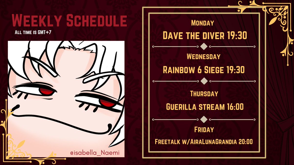 Minoguchi_R's tweet photo. Schedule 29 July - 2 Aug

Hashtags :
General - #JustRomulus
Update - #WhatsGuchi
Stream - #Romulive
Meme - #Minomeme
Highlights - #Rollmulus
Mature - #Minomulus
Fanart - #Snekart / #RomguchiART
Music/Cover - #MiSing
Fan name - #Romers https://t.co/rKKz7aOpVs