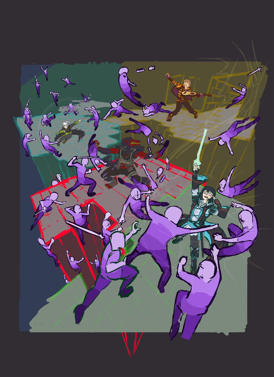 TheBrightIris's tweet photo. WIP - #Fanart of #HandJumper in a D&amp;D AU

Check out the original Webtoon by SleepAcross!

This piece is based on CH03 of a #Fanfiction by @DungeonxQueen! --> https://t.co/wSwlYusm3b

#DND #Bard #Rogue #Bloodhunter #Wizard #Paladin #dungeonsanddragons #Sayeon #Ryujin #Iseul #Min https://t.co/bwwJ6lMgpk