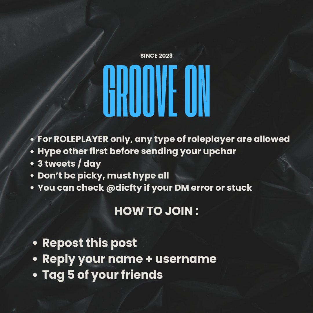 ᅠ
𝑲eeping our c͟h͟a͟r͟a͟c͟t͟e͟r͟s͟ up to date is a fun and exciting activity. Let's show our a͟p͟p͟r͟e͟c͟i͟a͟t͟i͟o͟n͟ for each other by cheering on our fellow roleplay writers. You are invited to join 𝐆𝐫𝐨𝐨𝐯𝐞 𝐎𝐧 to feel the enthusiasm.
ᅠ