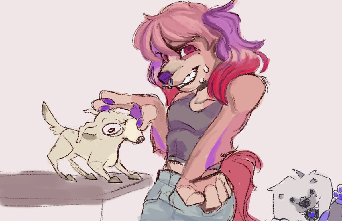 SaiYinStyle's tweet photo. Made a silly lil revenge for @Dane_core of her and my weird decrepit fuckass dog lol https://t.co/qF3Are2u7Z