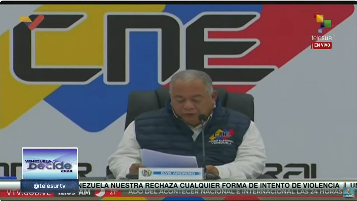 venanalysis's tweet image. Maduro wins 2024 presidential elections. CNE President Elvis Amoroso announces that Maduro secured reelection with 5.15M votes (51.2%). Edmundo González secured 4.46M votes (44.2%)

Turnout was 59%