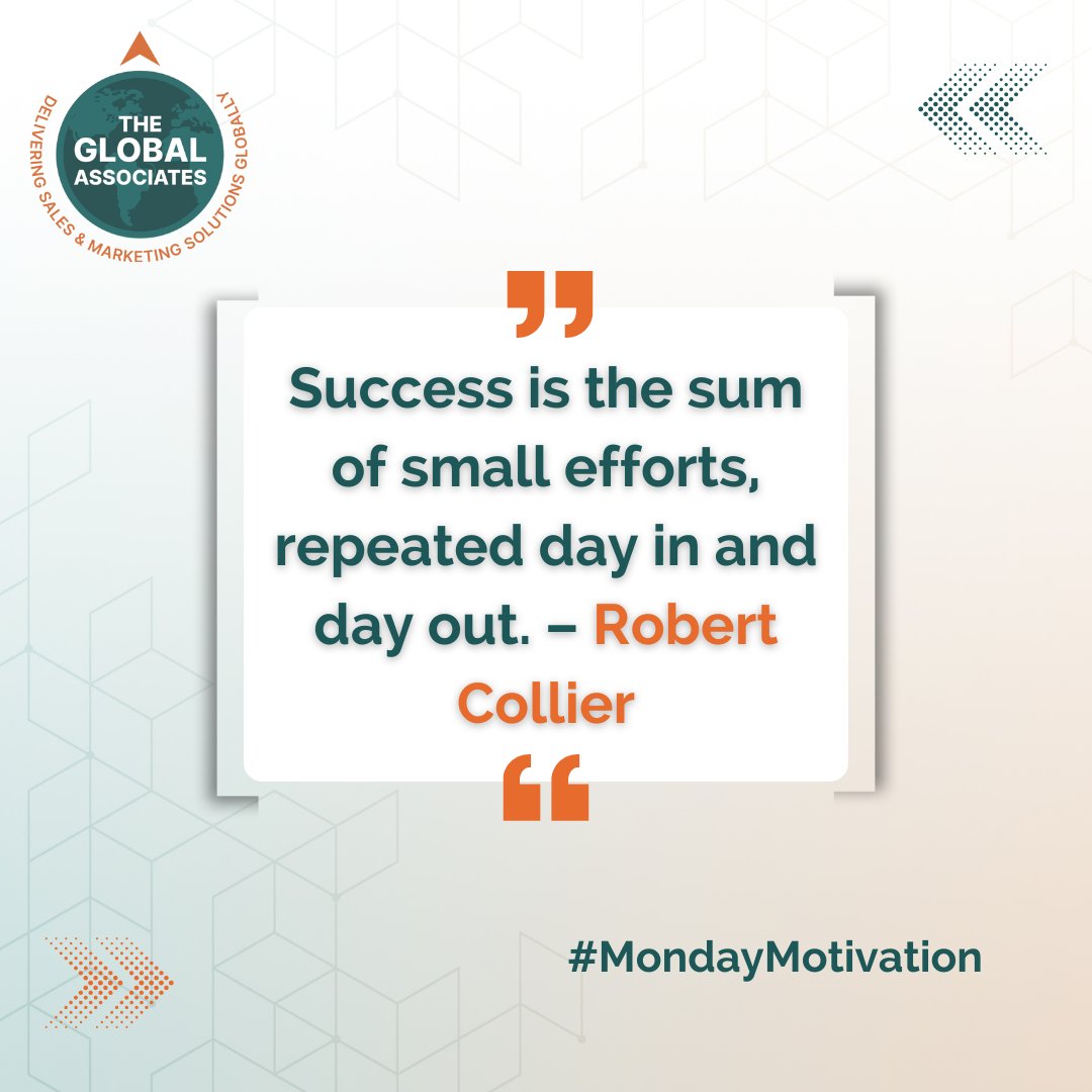 tga_india's tweet photo. 🌟 **Monday Motivation** 🌟

"Success is the sum of small efforts, repeated day in and day out." – Robert Collier 💪✨

Consistency is key! Keep pushing forward with those daily efforts, and watch your success grow. 

Let’s make this week amazing! 💼🚀

#MondayMotivation #success https://t.co/RuLFl4QASl
