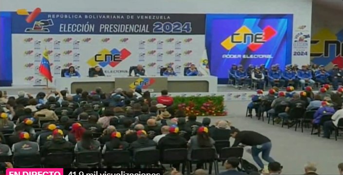 #ÚltimaHora || El presidente del #CNE, Elvis Amoroso, informó que, con el 80% de actas escrutadas, los resultados de las #EleccionesPresidenciales 2024 son:
- Nicolás Maduro: 5.150.092 votos (51.20%)
- Edmundo González: 4.445.978 votos (44.02%) 
-Otros candidatos: 462.704 (4.06%)