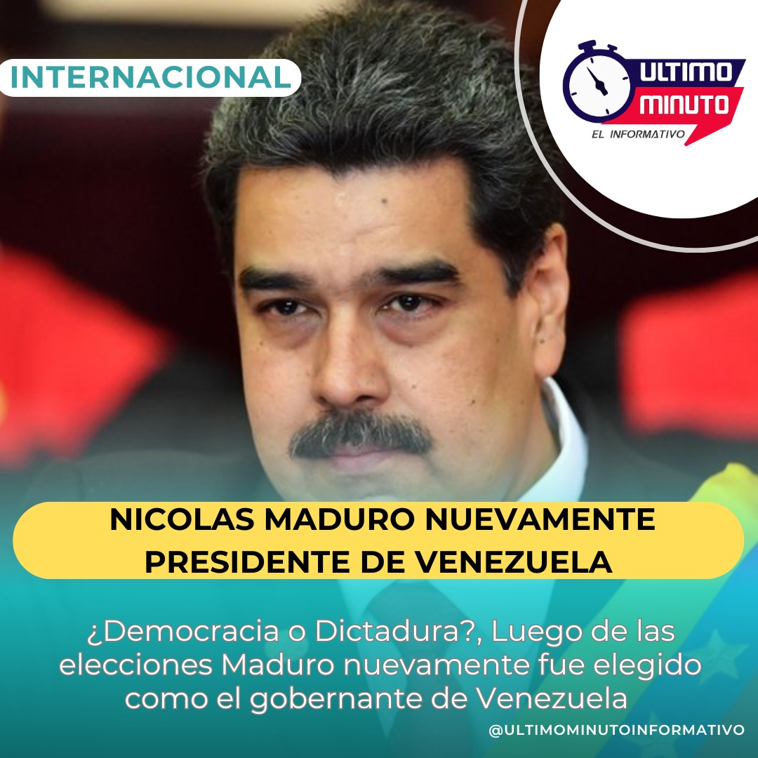 UltimoMinutocol's tweet photo. #UltimoMinuto #Venezuela 🚨Nicolás Maduro es nuevamente el presidente de Venezuela, Según el concejo nacional electoral de ese país losmresultados quedaron de esta manera. 
Nicolás Maduro: 51.2%
Edmundo Gonzlález 44.2%
80% de las mesas escrutadas con 59% de participación https://t.co/YddjZ0g3HJ