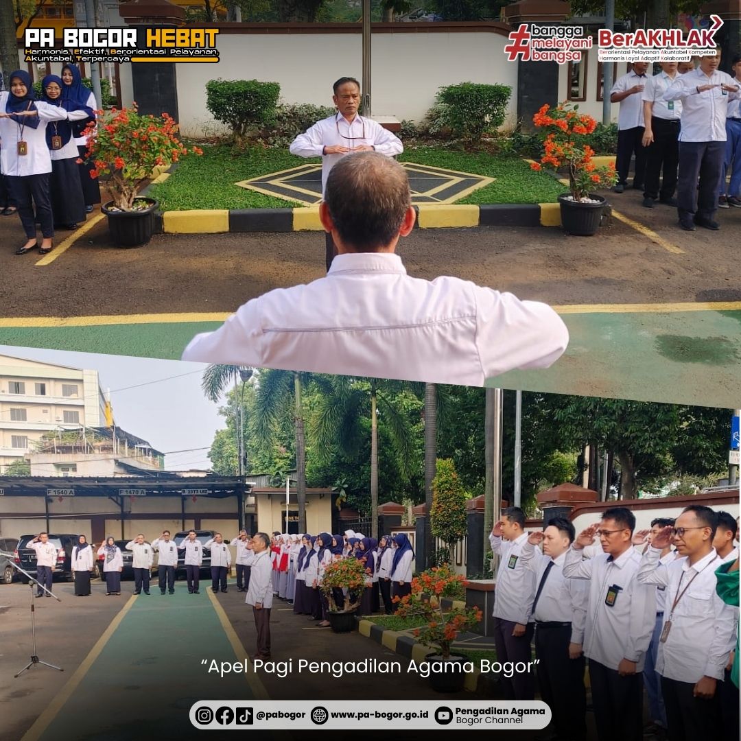 xpabogor's tweet photo. Senin, 29 Juli 2024 | Apel Pagi Pengadilan Agama Bogor
Pembina : Bpk Drs. Sangidin,S.H., M.H.
Pemimpin : Agus Yuspiain, https://t.co/kz2AIZF8qH., M.H.
8 nilai : M.Azannul Ilmulyaqin S.H.
Doa : Oki Rosmansyah https://t.co/r6UHvcqUfv.
MC : Mia Indriyani, https://t.co/r6UHvcqUfv.Ak. https://t.co/F4Lm2MKwq3