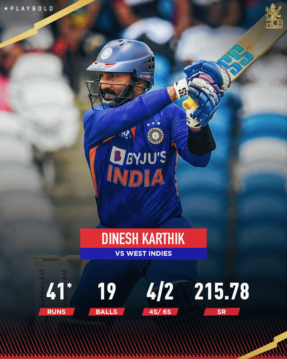 RCBTweets's tweet photo. DK Boss grooving to the Caribbean beats 🎶💓 

#OnThisDay ✌️years ago, Dinesh Karthik clinched the Player of the Match award 🆚 the Windies in a T20I, for his whirlwind 41 off just 19 balls! 🤩🤌

#PlayBold #TeamIndia https://t.co/gsBnlHVJmS