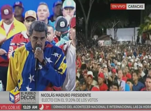 Habrá "paz, estabilidad, respeto a la ley y justicia", señala el Presidente de Venezuela, Nicolás Maduro, en un discurso tras la victoria. "Ha triunfado la independencia nacional y la dignidad del pueblo de Venezuela. ¡No pudieron con las sanciones, las agresiones, las amenazas!