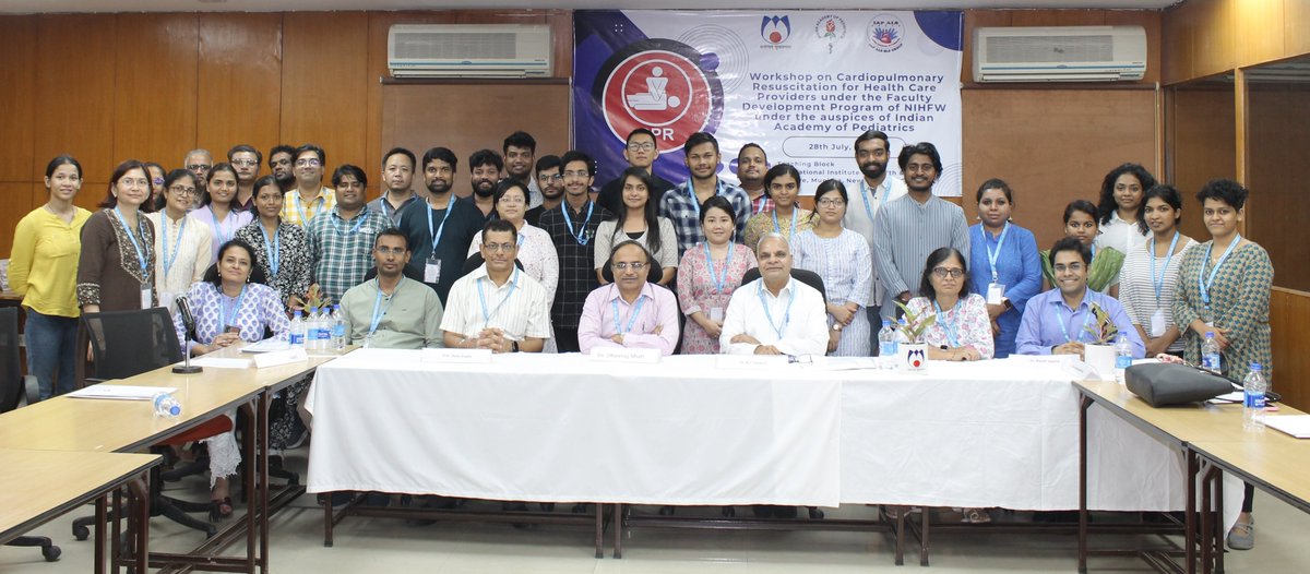 NIHFWofficial's tweet photo. 28th July 2024,NIHFW hosted #successful CPR #workshop for #Health Care Providers under Faculty Development Program with #IAP ALS BLS Group. Thanks Dr @DheerajShah,Prof VK Tiwari, Prof Shalu Gupta, Dr Sunita Bhatia, Dr K C Tamaria, Dr Lalit Takia, Dr Arpita Chattopadhyay &amp;Dr Romit https://t.co/zTELuYL4ta
