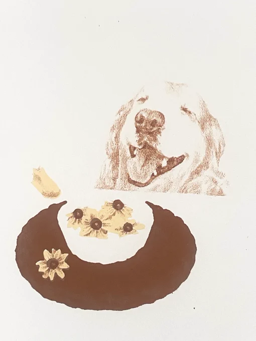 3版め重ねました。絵が見えてきました #リトグラフ #版画