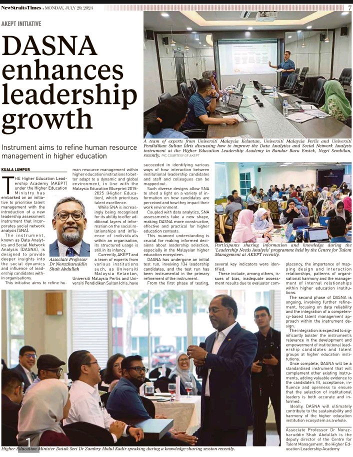 AKEPT_MoHE's tweet photo. Keratan akhbar, New Straits Times (29 Julai 2024 | Isnin)
1. DASNA enhances leadership growth.
#AKEPT
#KPT
#ShapingMindsBuildingLeaders https://t.co/s6To4FMf6u