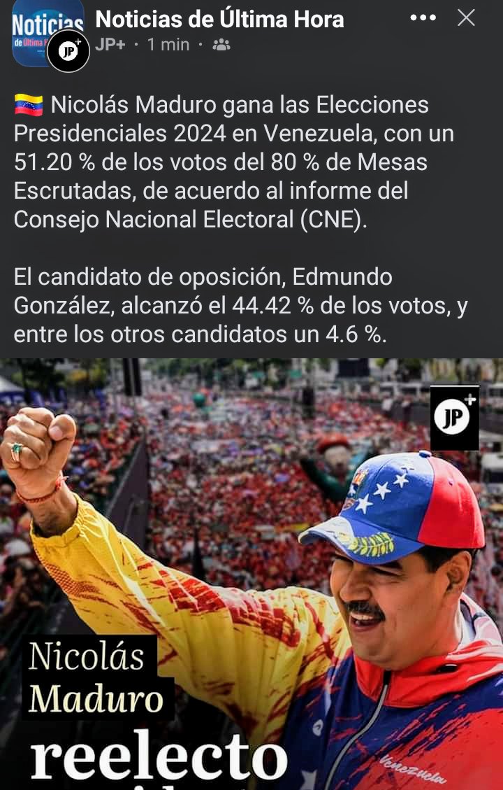 Felicidades pueblo de Venezuela por otra victoria más en su eleccion presidencial en cabezada por Nicolás Maduro,