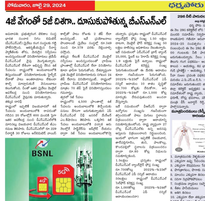 T.SITA RAMA KUMAR (@tsitaramakumar2) on Twitter photo BSNL is expanding its 4G services at greater pace n looking forward to start 5G services too!!!!
#BSNL4G #bsnl5g
<a href="/bsnl_ap_circle/">BSNL_Andhrapradesh</a> BSNL is expanding its 4G services at greater pace n looking forward to start 5G services too!!!!
#BSNL4G #bsnl5g
<a href="/bsnl_ap_circle/">BSNL_Andhrapradesh</a>