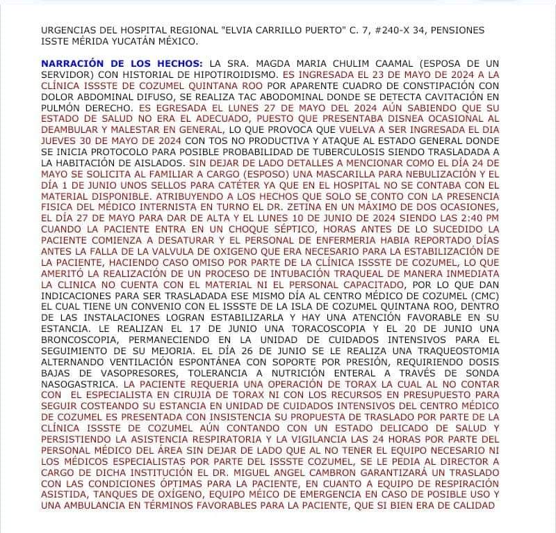 roja_roo's tweet photo. Denuncian negligencia médica en clínica del ISSSTE de Mérida, la víctima es una cozumeleña ⬇️

https://t.co/X02AX4PcGA https://t.co/GAD0qH7FMM
