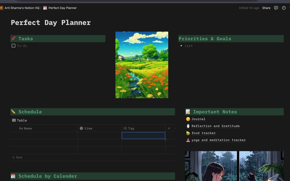 My perfect day planner template on Notion! 🗓️✨ I use it daily to stay organized and motivated. I also use notion for my Studies which is very helpful and effective. And this is how it looks. I would Highly recommend! #Notion #Productivity #DailyPlanner
