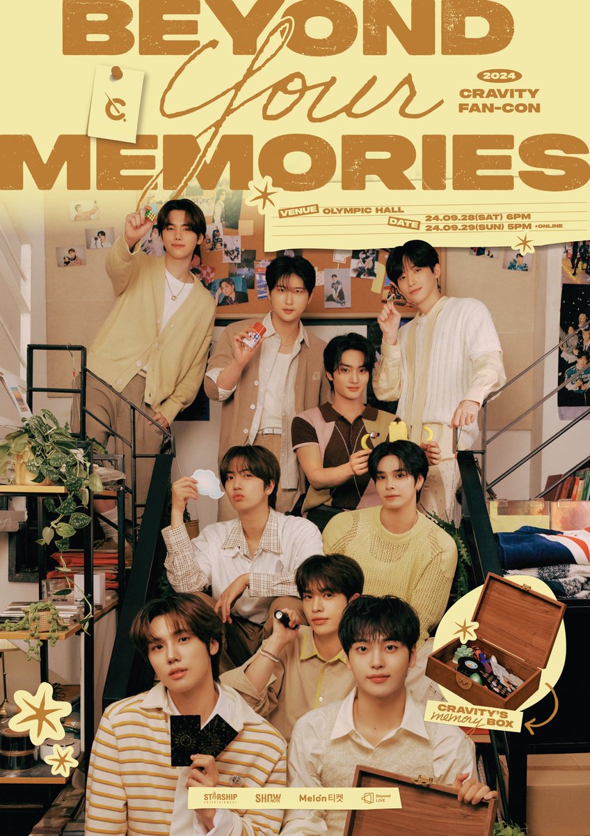 [📢]
2024 CRAVITY FAN-CON <BEYOND YOUR MEMORIES>
⠀
🌟공연 일시
- 2024. 09. 28 (토) 6PM (KST)
- 2024. 09. 29 (일) 5PM (KST)
⠀
🌟공연 장소
- 올림픽공원 올림픽홀
⠀
자세한 내용은 크래비티 공식 팬카페에서 확인하세요🌟
⠀
▶ cafe.daum.net/cravity-offici…
⠀
#CRAVITY #크래비티