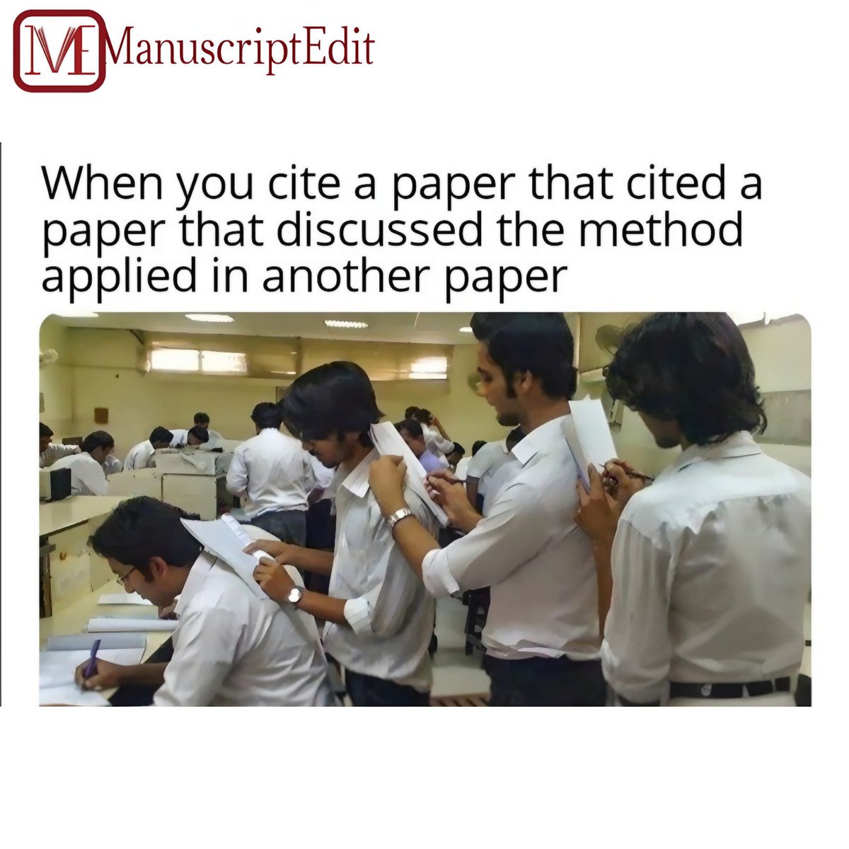 manuscriptedit's tweet image. When your research paper ends up being a chain reaction of citations... #AcademicLife #ResearchStruggles #PhDProblems