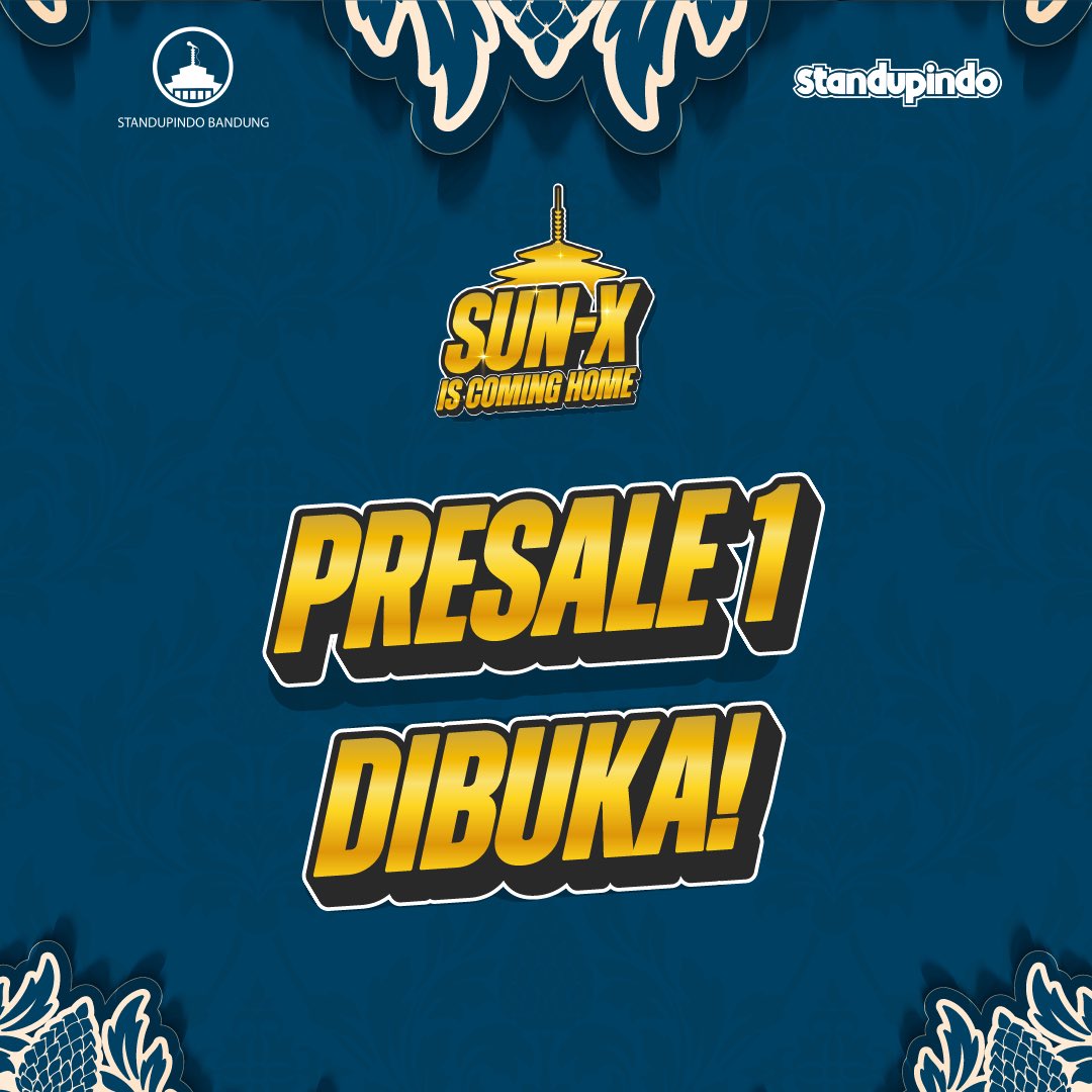 StandupIndoBdg's tweet photo. 🚨PRESALE 1 #SUNXBDG: IS COMING HOME SUDAH DIBUKA🚨

Tiket bisa dibeli lewat aplikasi/website TipTip Lesgoooo abisin tiketnya daks sebelum kehabisan lagi!! 🤗💙

Ingpo aja ini mah, minho bakal umumin satu line up lagi, kira-kira saha cik? Coba tebak 😉

#SUNXBDG
#ISCOMINGHOME https://t.co/k9GyhpPsnE