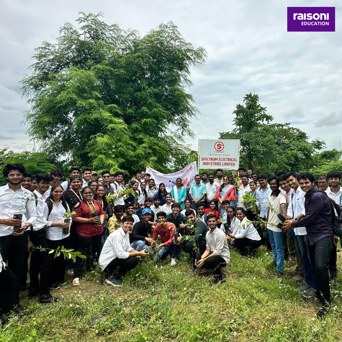 raisoniworld's tweet photo. The Rotaract Club of Raisoni Elite, GHRCEM, Jalgaon, recently conducted a tree plantation drive in and around the campus. Students, faculty, and staff joined to plant trees and promote environmental sustainability. 
#RaisoniEducation #AVisionBeyond #Empowerment #CommunityGrowth https://t.co/oMzWiPuHuL