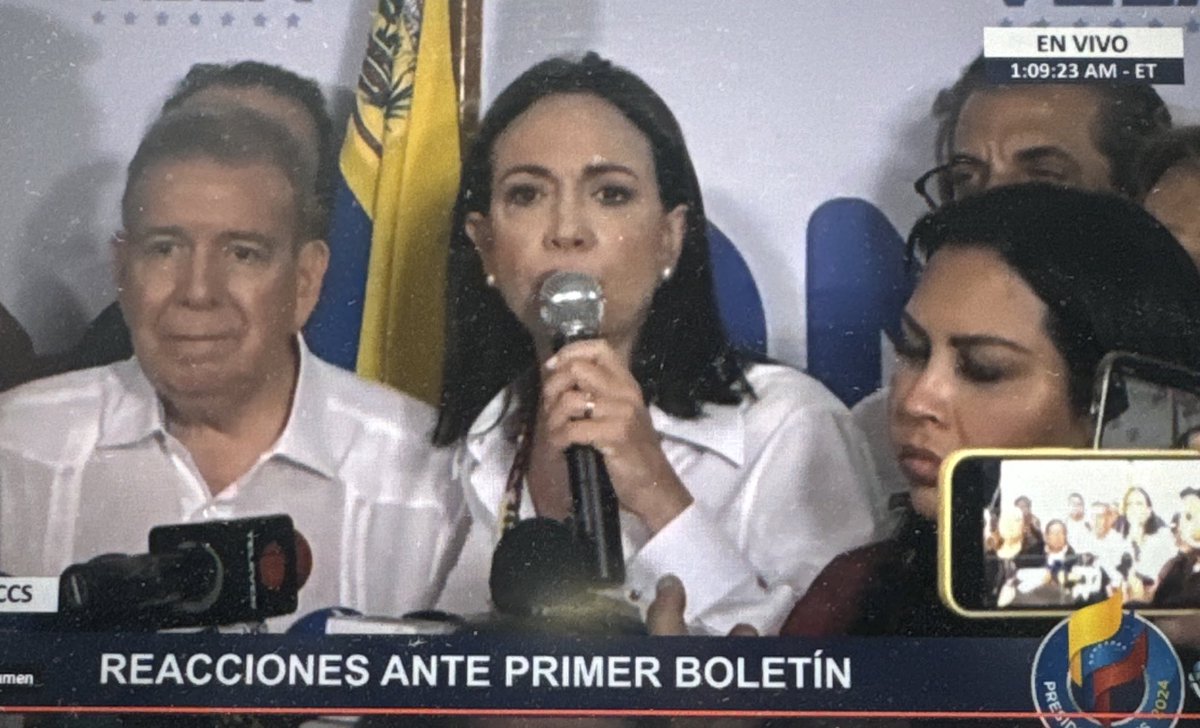 🚨| URGENTE: María Corina Machado anuncia que Edmundo González “ganó con el 70% de los votos”. 🇻🇪 “Vamos a defender la verdad”. #VenezuelaLibre