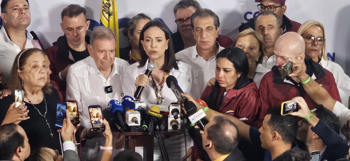 NTN24ve's tweet photo. "Hemos dicho que hasta el final. El final es que prevalezca la verdad y es que Edmundo González Urrutia es el nuevo presidente de Venezuela": María Corina Machado https://t.co/2ty0s5w8Hm