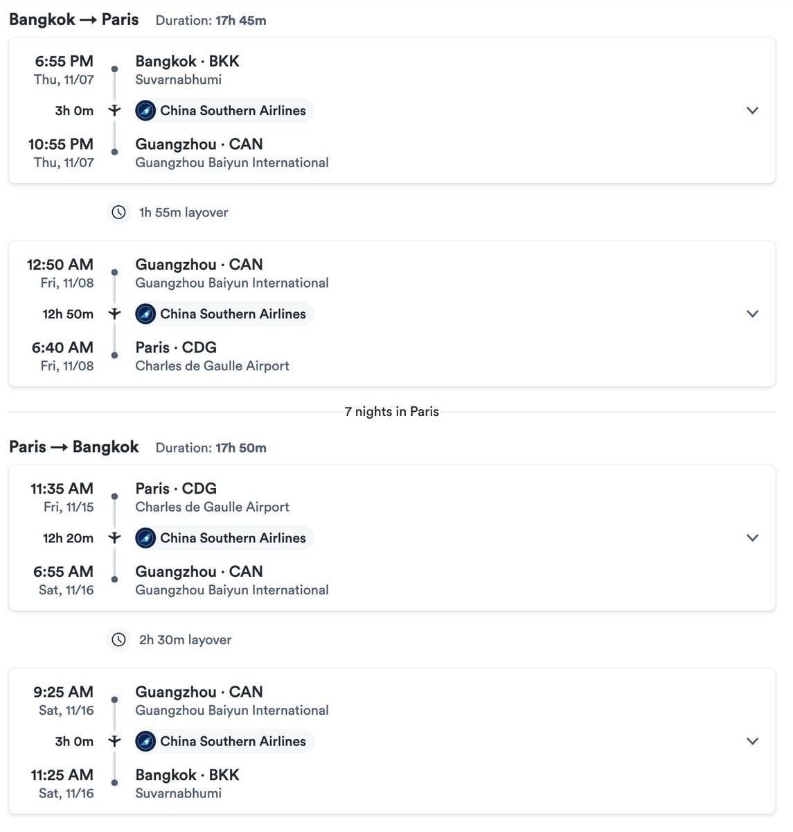 ✈️ Bangkok / Paris / return 🇫🇷 1 week roundtrip 18,598 Baht
