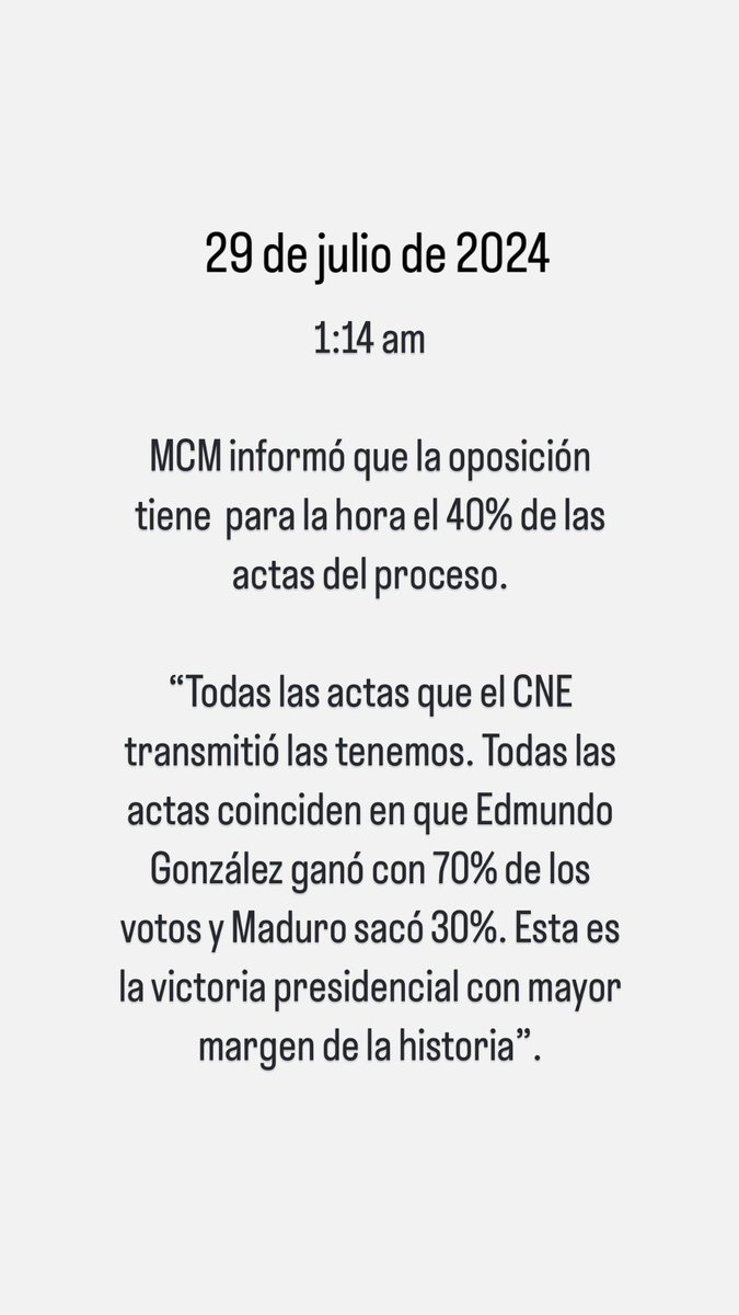 castilloapitz's tweet photo. María Corina Machado: “Todas las actas coinciden con que Edmundo González ganó con el 70% de los votos”.  #29J https://t.co/beqx27kej6