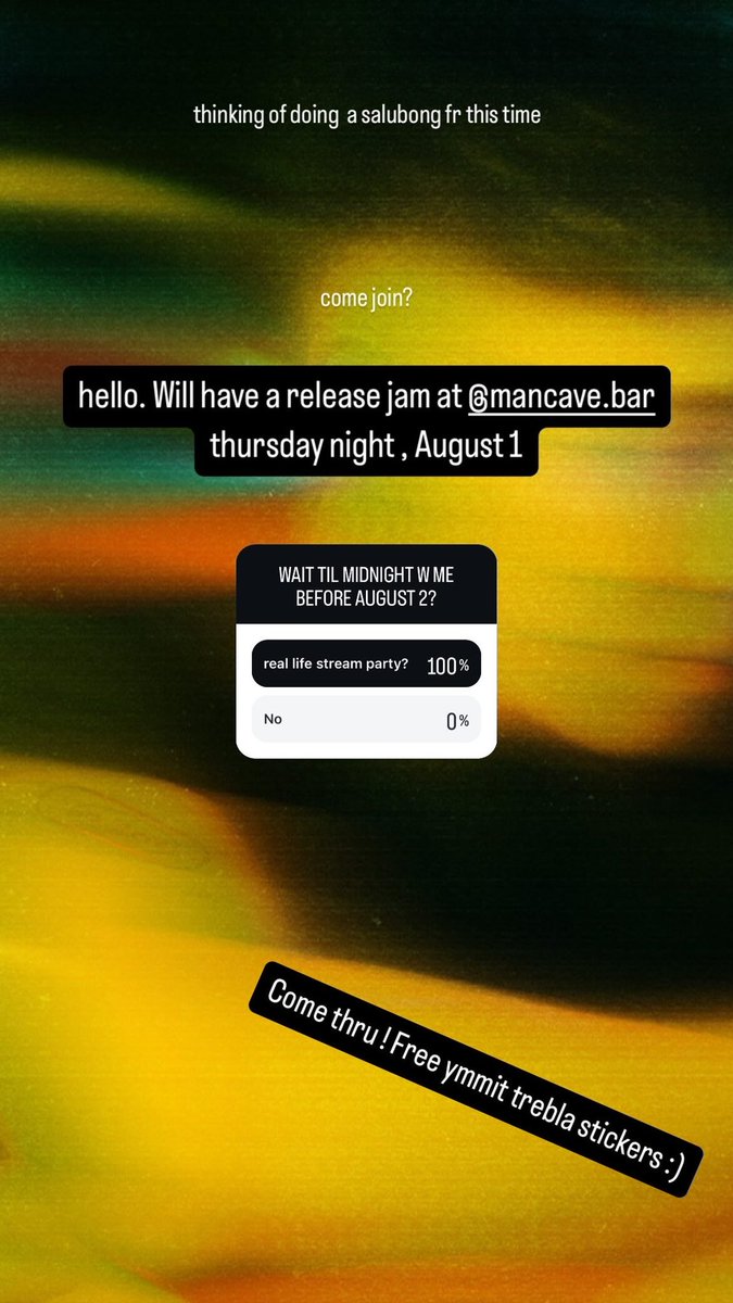 Let’s do a real life stream party this time.

August 1 minutes before midnight. Hear the nee song before it drops Aug 2! 🤨🖤