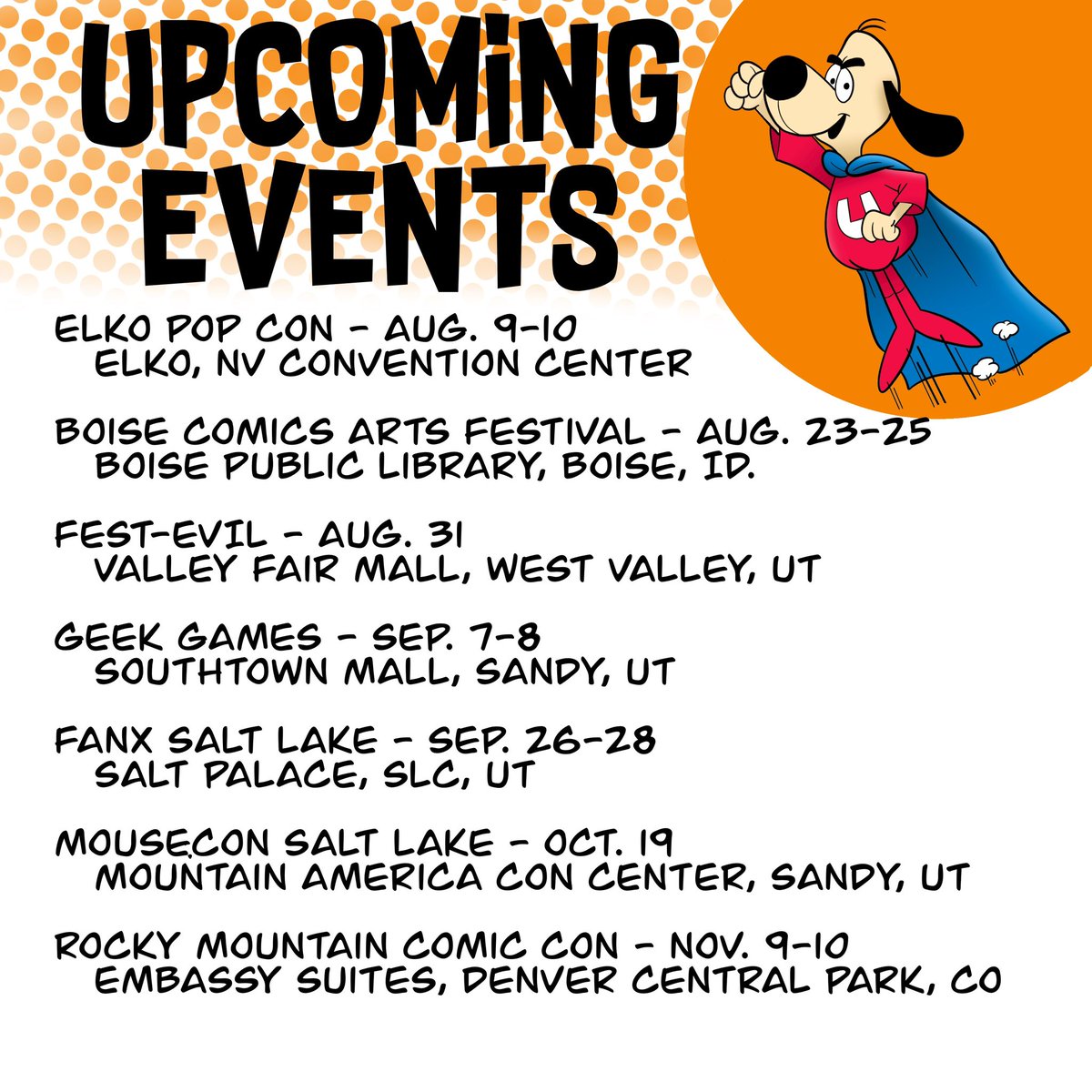 I’d love to meet you at a convention! Here’s my list for the rest of the year - where should I go next?