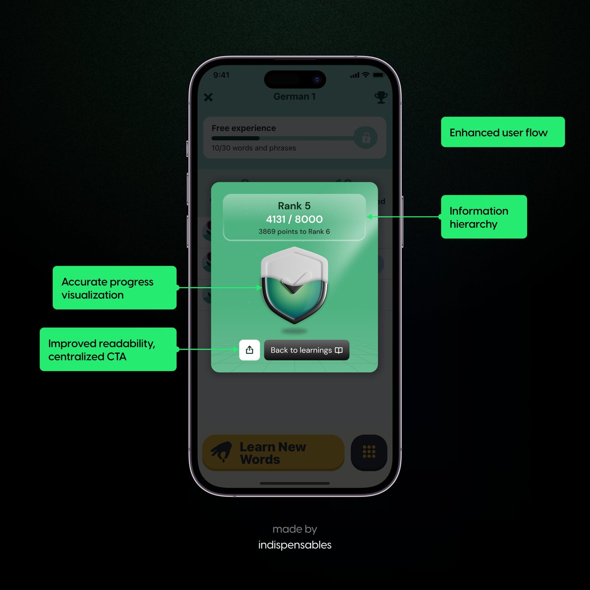 Indispensablezz's tweet photo. Key fixes:🎨 

Prominent, centralized CTA.
Consistent styling.
Clear rank and progress.
Improved readability. https://t.co/uLlInOA4I5