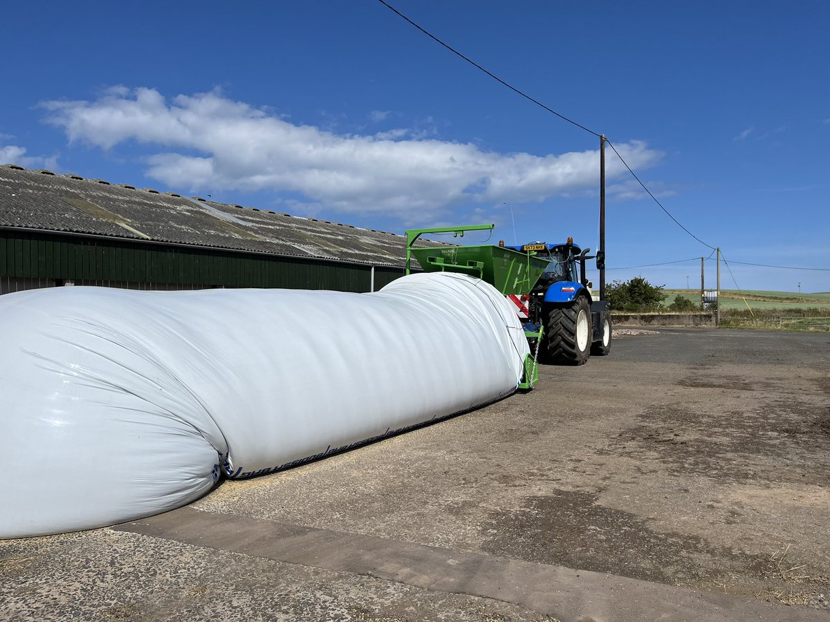 OSR harvest started yesterday in HEAR - Ramses. Safe to say yields are down 👎🏻! We also made a start to Ag bagging the winter barley which has been treated with maxxamon. A stop start harvest as still as 40 acres of WB still to cut. Anyway we plough on!
