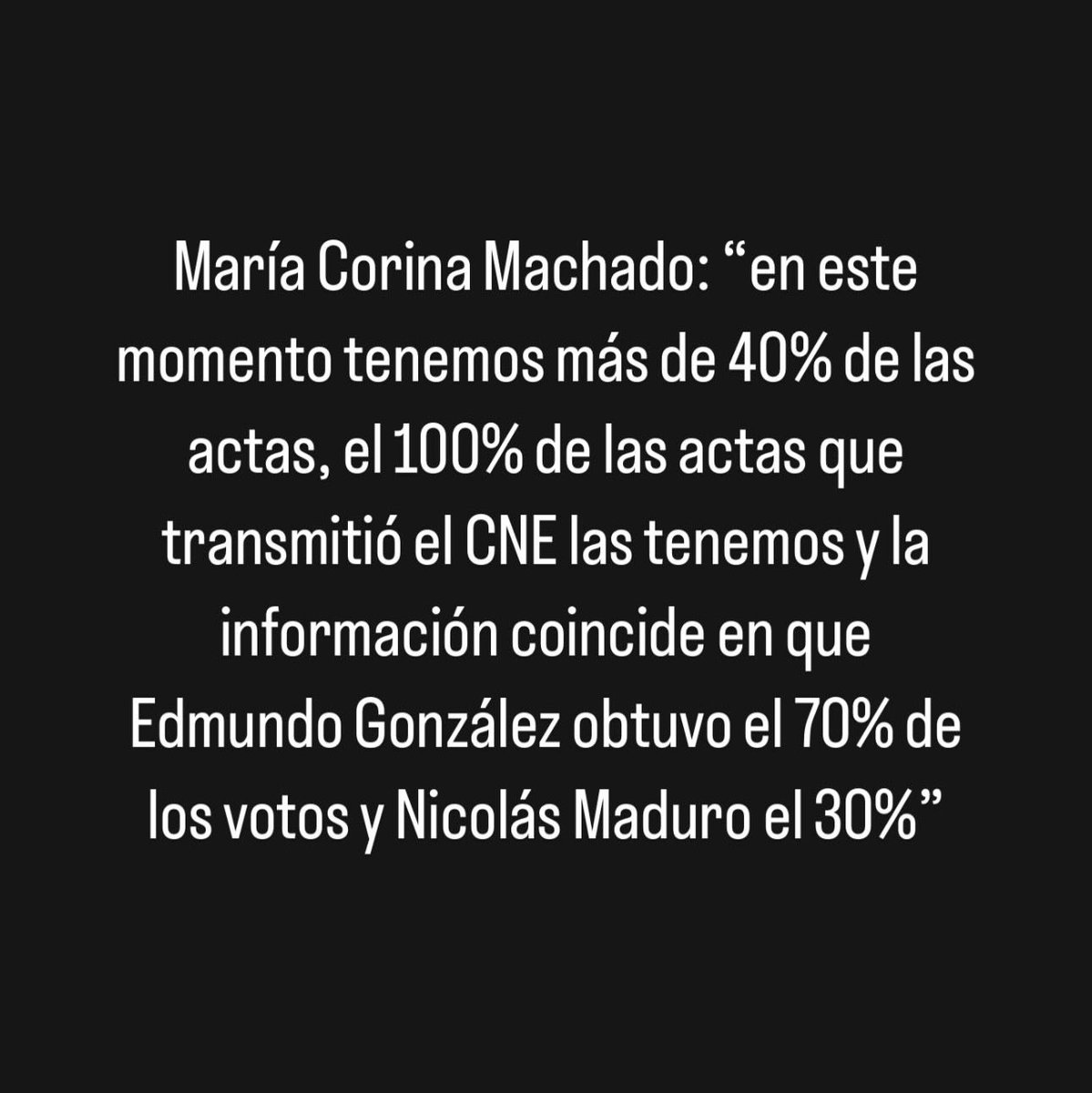 JeanelieBC's tweet photo. ¿Auditoría internacional, presión internacional? Para los analistas políticos esto recién inicia. 

Según María Corina Machado, 40% de las actas que tienen en su poder es el 100% de las que transmitió el CNE. Esas actas dan ganador a Edmundo González Urrutia con 70% de los votos https://t.co/R2B5js3bsC