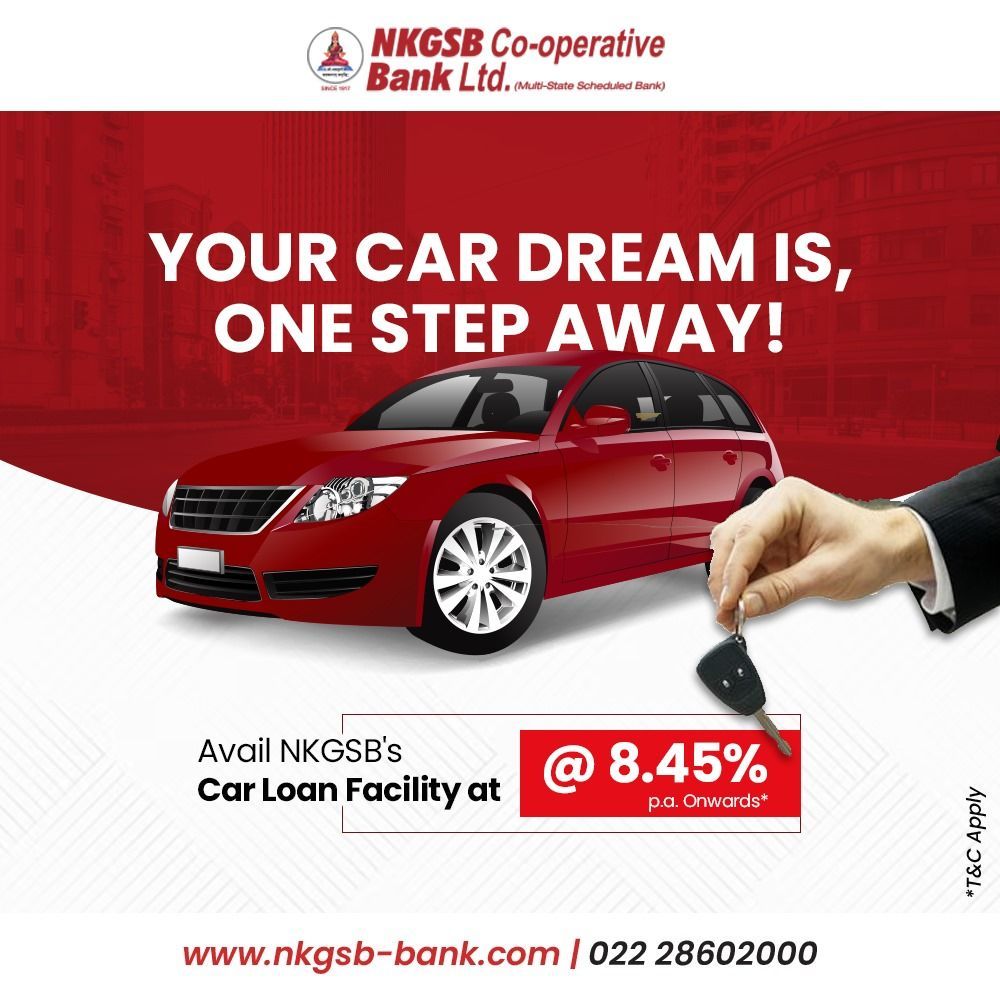 NkgsbBank's tweet photo. Unlock the door to your dream car with NKGSB Bank's Car Loan, starting at just 8.45% p.a. Your automotive aspirations are now just one step away from becoming a reality.

#NKGSB #Banking #Finance #CarLoan #EasyLoans #HomeLoan #EducationLoan #NetBanking #DigitalBanking https://t.co/d4gTNydwUF