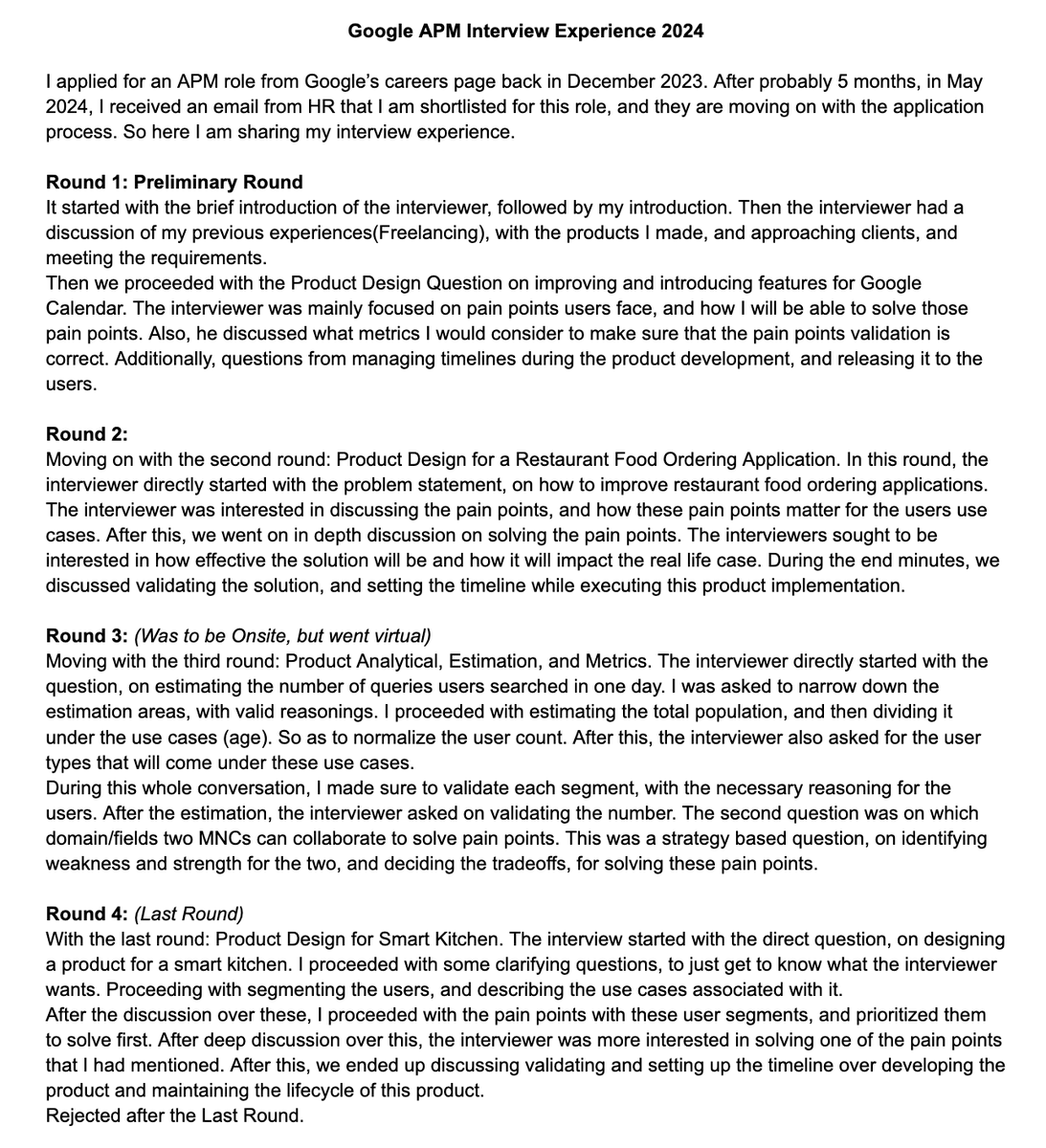 I_Pr1yanshu's tweet image. Sharing my @Google APM 2024 Interview Experience.

Also, adding few pointers in the thread🧵