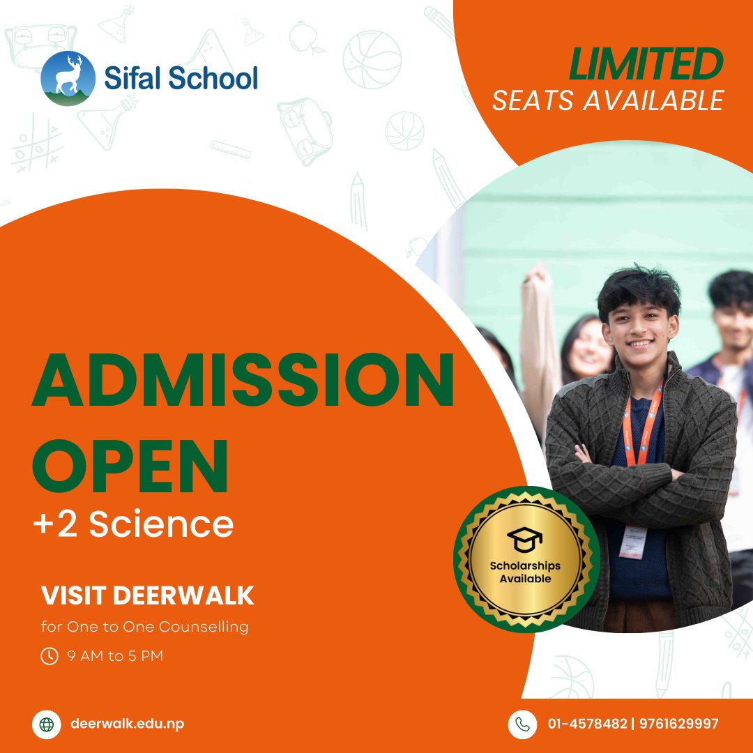 DWSifalSchool's tweet image. 𝗔𝗱𝗺𝗶𝘀𝘀𝗶𝗼𝗻𝘀 𝗢𝗽𝗲𝗻 | +𝟮 𝗦𝗰𝗶𝗲𝗻𝗰𝗲

We are excited to announce that admissions are now open for the +2 Science program at Sifal School. 

Scholarships are available for eligible students.

#AdmissionsOpen #ScienceProgram #ScholarshipsAvailable #SifalSchool #DSS
