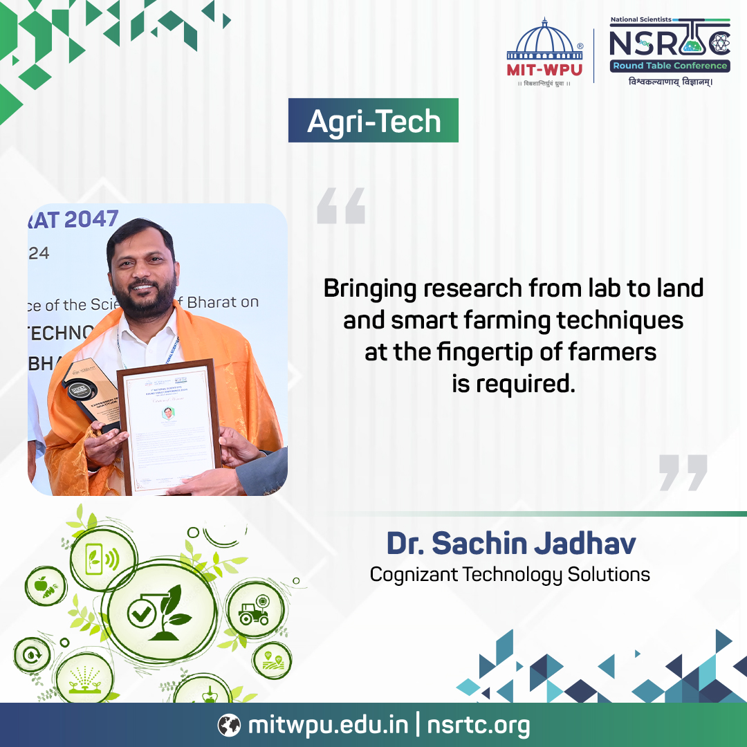 nsrtcbharat's tweet photo. Dr. Sachin Jadhav from Cognizant Technology Solutions emphasised the urgent need to translate agricultural research from lab to land during the Agri-Tech session at NSRTC. He spoke about making advanced farming techniques accessible and transformative for farmers. https://t.co/8bDwuSYFOa
