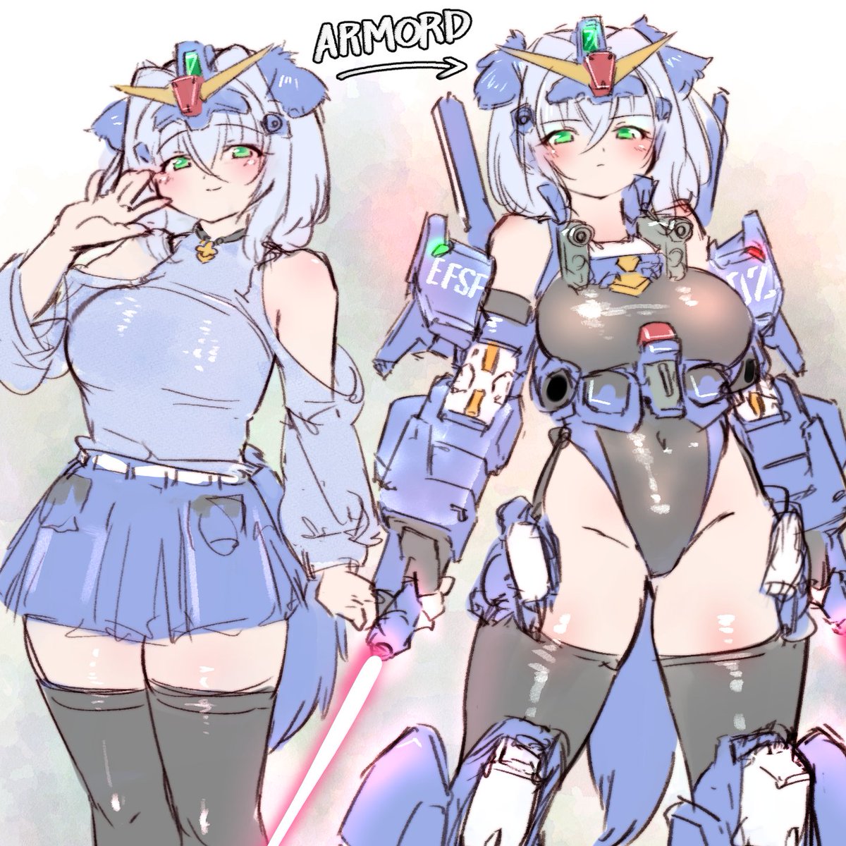 「ブルーデスティニー2号機を愛しています。 でもアンクシャに浮気中。 #私はこうい」|虫よけパールのイラスト