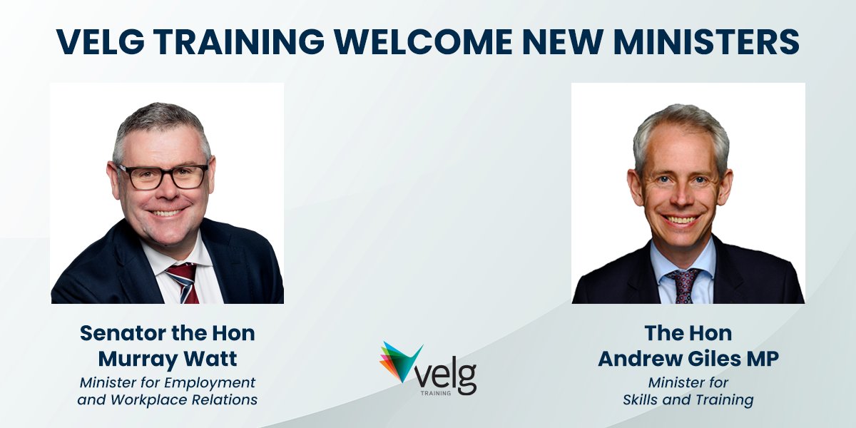 velgtraining's tweet photo. Velg Training welcomes Senator the Hon Murray Watt as Minister for Employment and Workplace Relations, and the Hon Andrew Giles MP as Minister for Skills and Training.

We acknowledge our outgoing ministers, the Hon Tony Burke MP and the Hon Brendan O’Connor MP.

#VelgTraining https://t.co/HsBFdPJum3