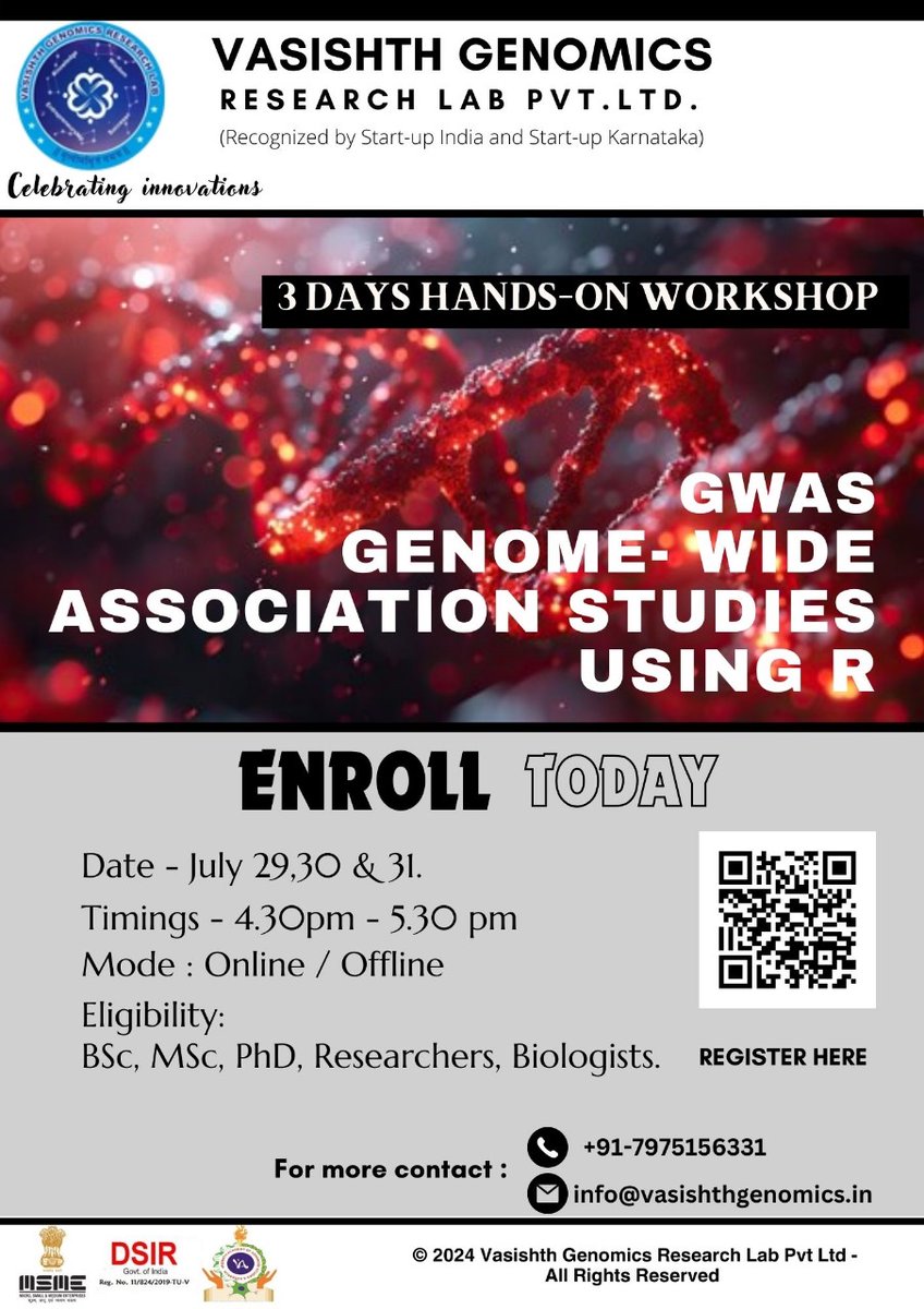 Vasishth Genomics Research Labs (@vasishthlabs) on Twitter photo ๐ ๐๐๐ฌ๐ญ ๐๐ก๐๐ง๐๐ ๐ญ๐จ ๐๐๐ ๐ข๐ฌ๐ญ๐๐ซ ๐๐จ๐ซ ๐๐ฎ๐ซ ๐๐๐๐ ๐๐จ๐ซ๐ค๐ฌ๐ก๐จ๐ฉ! ๐
๐๐ฎ๐ซ๐ซ๐ฒ! ๐๐๐ ๐ข๐ฌ๐ญ๐ซ๐๐ญ๐ข๐จ๐ง ๐๐ฅ๐จ๐ฌ๐๐ฌ ๐๐ญ ๐๐:๐๐ ๐๐ ๐ญ๐จ๐๐๐ฒ.
๐
lnkd.in/d_N2_ajn
See you there!
#GWAS #Workshop #Genetics #Research #Bioinformatics ๐ ๐๐๐ฌ๐ญ ๐๐ก๐๐ง๐๐ ๐ญ๐จ ๐๐๐ ๐ข๐ฌ๐ญ๐๐ซ ๐๐จ๐ซ ๐๐ฎ๐ซ ๐๐๐๐ ๐๐จ๐ซ๐ค๐ฌ๐ก๐จ๐ฉ! ๐
๐๐ฎ๐ซ๐ซ๐ฒ! ๐๐๐ ๐ข๐ฌ๐ญ๐ซ๐๐ญ๐ข๐จ๐ง ๐๐ฅ๐จ๐ฌ๐๐ฌ ๐๐ญ ๐๐:๐๐ ๐๐ ๐ญ๐จ๐๐๐ฒ.
๐
lnkd.in/d_N2_ajn
See you there!
#GWAS #Workshop #Genetics #Research #Bioinformatics