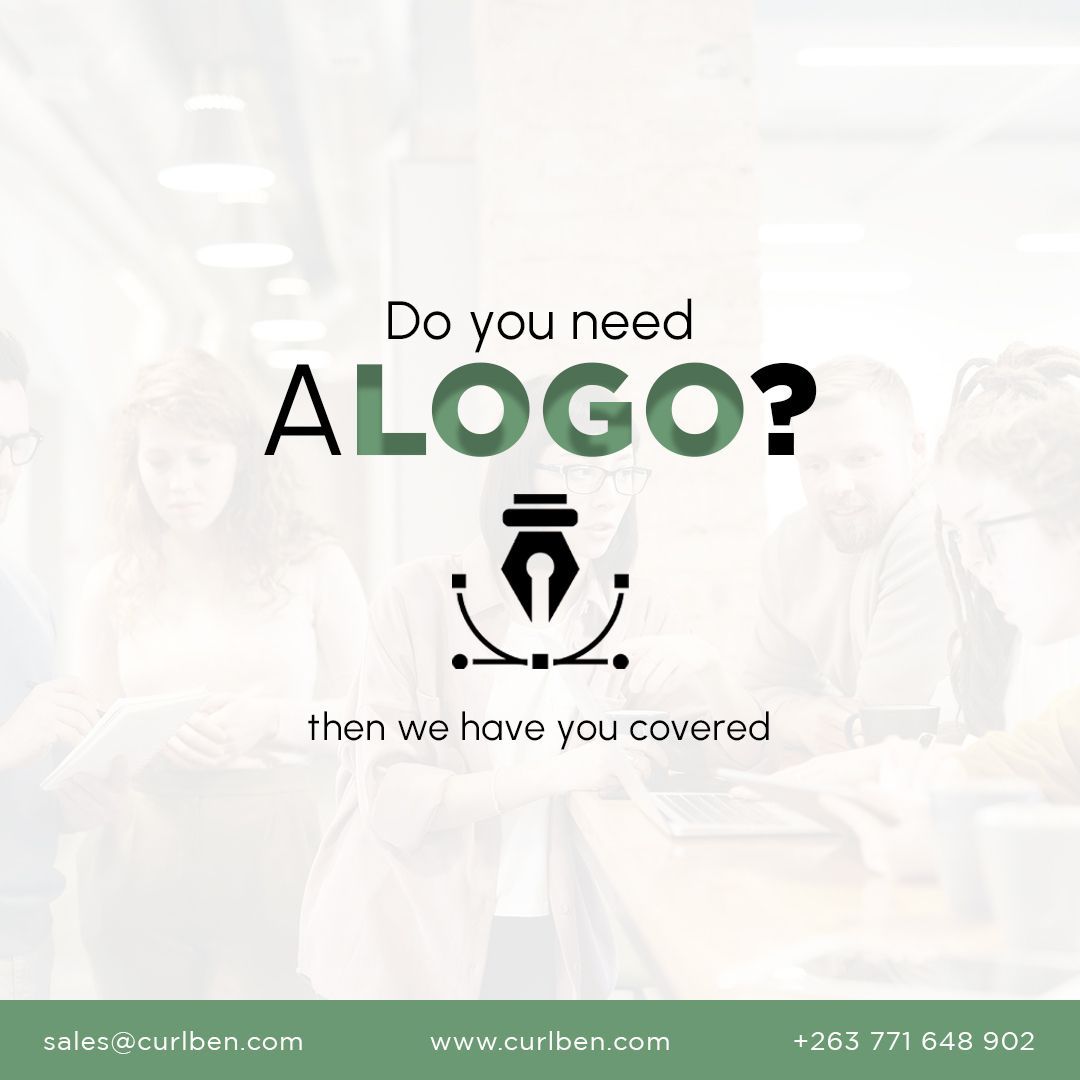 Do you need a logo? Then we have you covered. Connect with our design team at sales@curlben.com or +263 771 648 902 to create a visually captivating brand identity that showcases your business. #CurlBenDesign