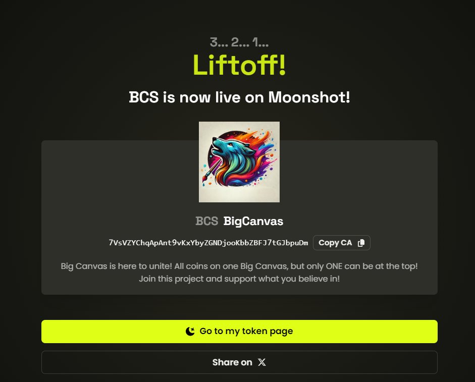 BigCanvas_org's tweet photo. Just Launched $BCS on 🌙 Moonshot, check it out! https://t.co/8Yxel52RFY https://t.co/Jvy0IHONxO