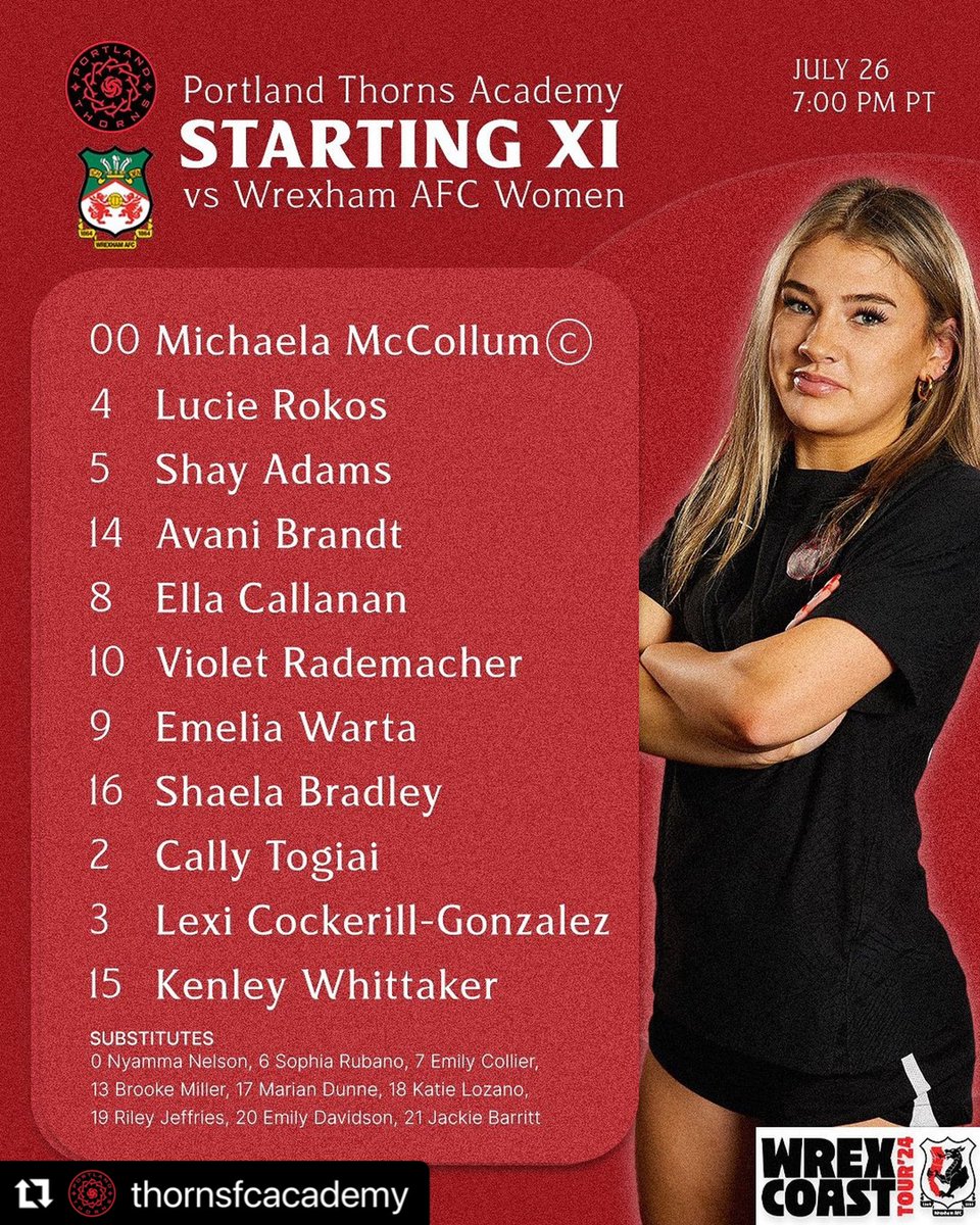 LexiCG06's tweet photo. Amazing experience playing for the Thorns Academy on Friday night vs Wrexham AFC Women!  Over 10k people a Providence Park watching!  I love being a part of this club!  Scoring a goal and watching the red smoke fill the stadium and the Riveters and fans cheer will never get old! https://t.co/cWfxy8srDg