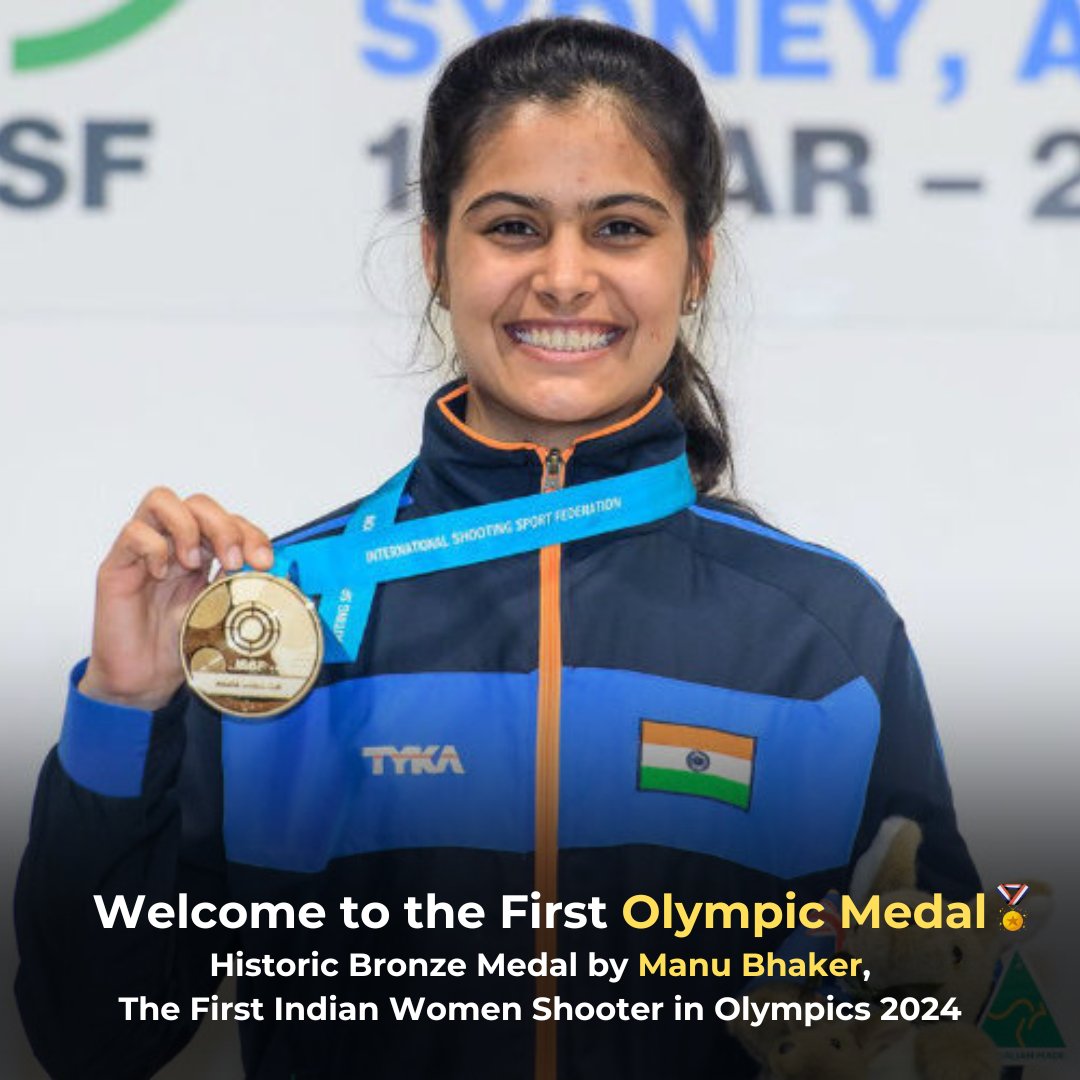 HCSLLP's tweet photo. We heartily congratulate Manu Bhaker for becoming the shooting star of India.
India is proud of you!!!!🏅

#parisolympics2024 #hcsllp #manubhaker #bronzemedal #olympicgames #indiaatolympics #cheer4bharat #India #shooting  #olympics #proudindian #sportswomen #olympics2024paris https://t.co/5Q21IUKdir