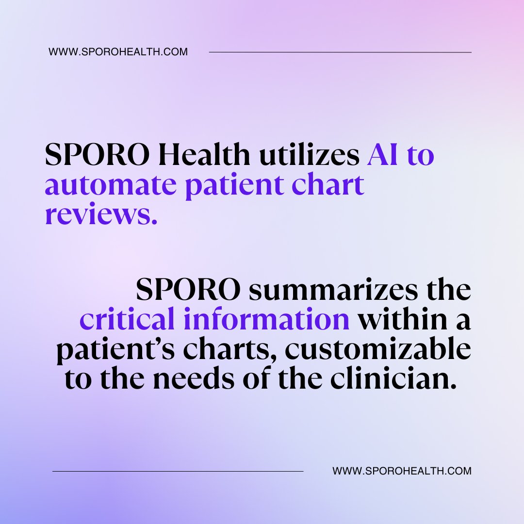 SporoHealth's tweet photo. 🚀 Introducing Sporo Health! Follow the @sporohealth journey as we combat physician burnout and automate patient chart reviews. Sporo allows the clinician to focus on what’s important — the patient. 💡🧑‍⚕️🩺

#medicine #physician #clinicians #doctors https://t.co/ZJ9SnVyBu6