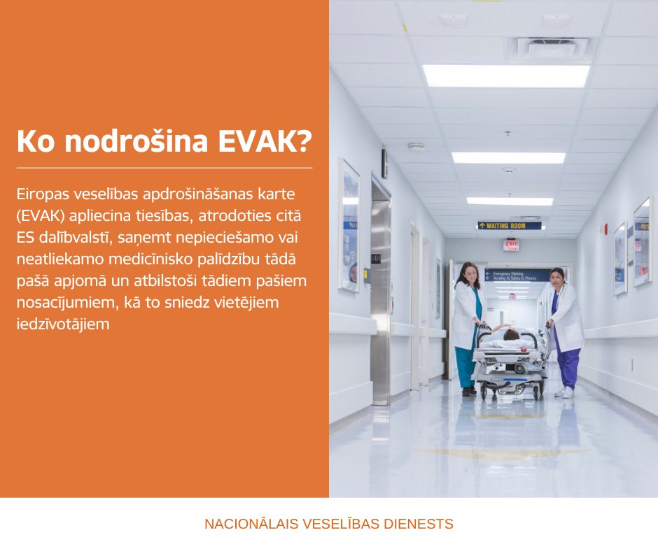 VMNVD's tweet photo. ✈️ Ja plāno doties ceļojumā ārpus Latvijas, atceries noformēt Eiropas veselības apdrošināšanas karti (EVAK)! 💳 Uzrādot EVAK, nepieciešamā un neatliekamā medicīniskā palīdzība tiek sniegta tāpat kā vietējiem iedzīvotājiem. Ieskaties attēlos un uzzini vairāk! ⤵️ https://t.co/Q0R7DUyith