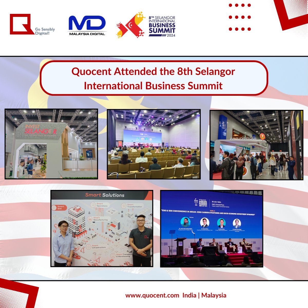 Quocent_tech's tweet photo. We are pleased to share our participation in the 8th Selangor Summit, themed "Selangor: The Gateway to ASEAN." This esteemed event provided Quocent with a platform to engage with global industry leaders and innovators.
#Quocent #SIBS2024 #selangorsummit #India #Malaysia https://t.co/KGZeGRpcrs