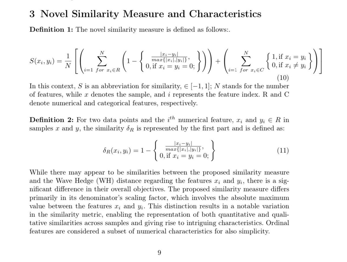 smalkalbani's tweet photo. نتائج الدراسة

⇠نتائج البيانات الاصطناعية: أظهرت خوارزمية QQK-means أداءً ممتازًا على مجموعات البيانات الاصطناعية ذات الضوضاء المنخفضة والمرتفعة، حيث حققت ARI يتراوح بين 0.85 و 1 في حالات مختلفة

⇠ نتائج بيانات التعبير الجيني الحقيقية: عند تطبيق المقياس الجديد على مجموعة بيانات التعبير الجيني الحقيقية، حققت الخوارزمية دقة تصل إلى 91.6% و ARI يبلغ 0.8، مما يدل على قدرة المقياس الجديد على استخراج المعلومات القيمة وتحقيق تجميعات أكثر نقاءً مقارنة بالمقاييس التقليدية

 ⇠ مقارنة مع المقاييس الأخرى: أظهرت النتائج أن مقياس QQ-Means يتفوق على مقاييس التشابه التقليدية الأخرى في معظم الحالات، محققاً أفضل أداء في 4 من أصل 6 حالات مقارنة بمقاييس مثل Elliptical-IMM ومسافة إقليدس